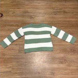 Classic Striped Green and White Women's Sweater